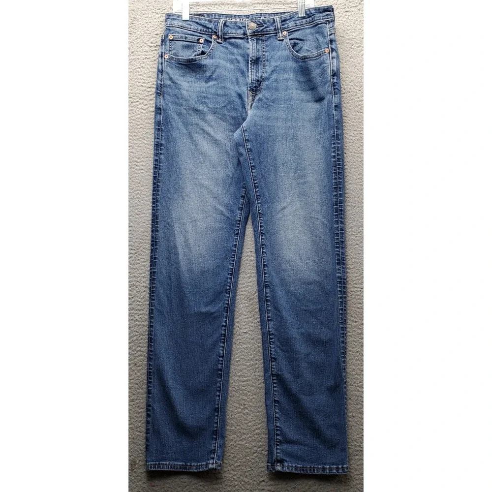 American Eagle Jeans Mens 33X34 Blue Denim Stretch Airflex Athletic Straight Leg